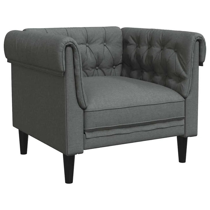 Chesterfield Sofa Chair with Rolled Arms – Dark Grey Fabric | Deep Button Tufting VIDAXL - Little and Giant Explorers