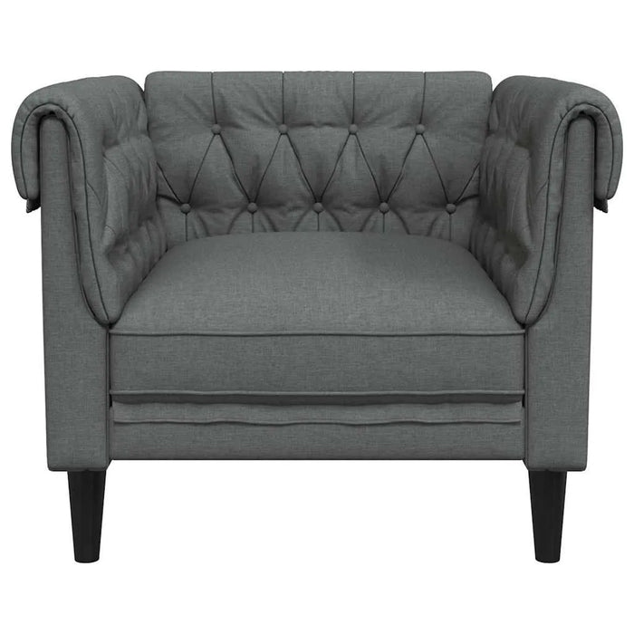 Chesterfield Sofa Chair with Rolled Arms – Dark Grey Fabric | Deep Button Tufting VIDAXL - Little and Giant Explorers