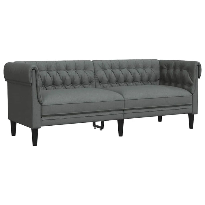 Chesterfield Sofa with Rolled Arms – Dark Grey Fabric | Argyle Pattern - Deep Button Tufting VIDAXL - Little and Giant Explorers