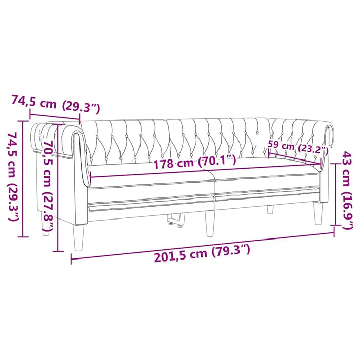 Chesterfield Sofa with Rolled Arms – Dark Grey Fabric | Argyle Pattern - Deep Button Tufting VIDAXL - Little and Giant Explorers
