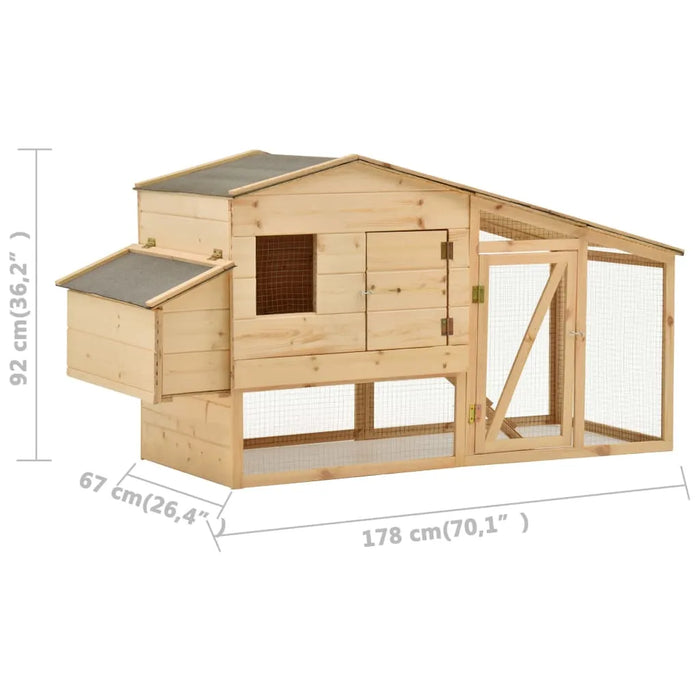 Chicken Cage in Solid Pine Wood (178 x 67 x 92cm) - Little and Giant Explorers vidaXL