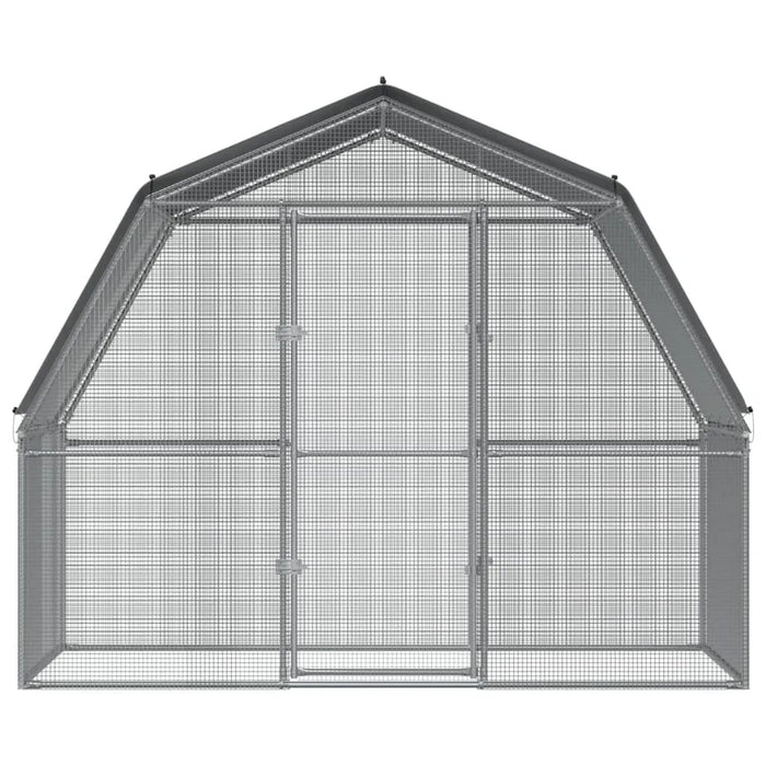 Chicken Cage with Roof and Door in Silver Galvanised Steel (285 x 195 x 230cm) - Little and Giant Explorers vidaXL