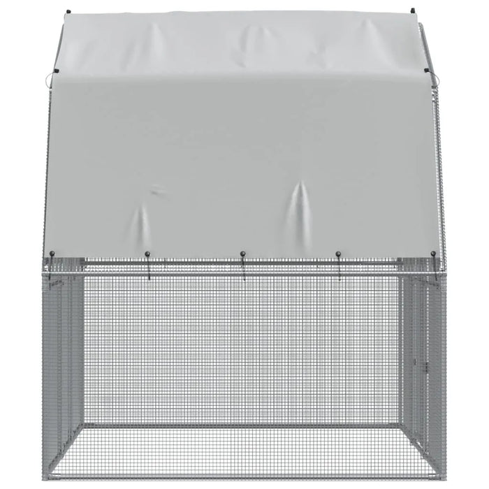 Chicken Cage with Roof and Door in Silver Galvanised Steel (285 x 195 x 230cm) - Little and Giant Explorers vidaXL