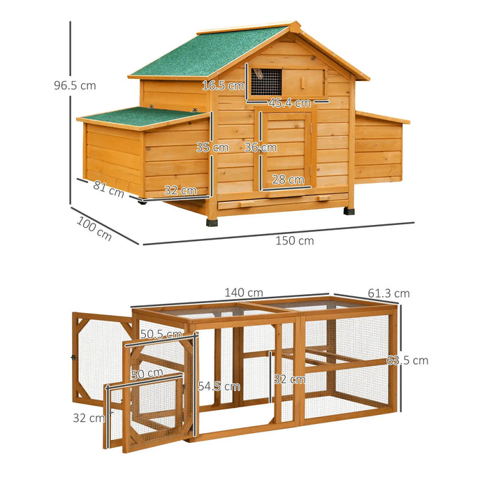 2-Piece Wooden Chicken Coop and Run Set - Little and Giant Explorers PawHut