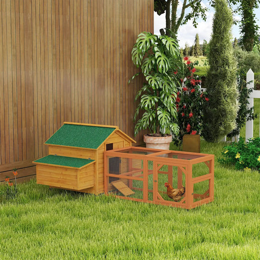 2-Piece Wooden Chicken Coop and Run Set - Little and Giant Explorers PawHut