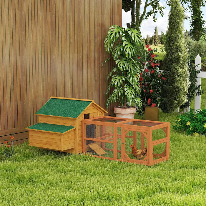 2-Piece Wooden Chicken Coop and Run Set - Little and Giant Explorers PawHut