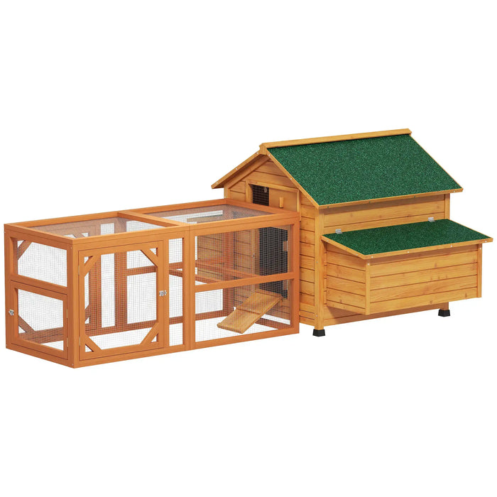 2-Piece Wooden Chicken Coop and Run Set - Little and Giant Explorers PawHut