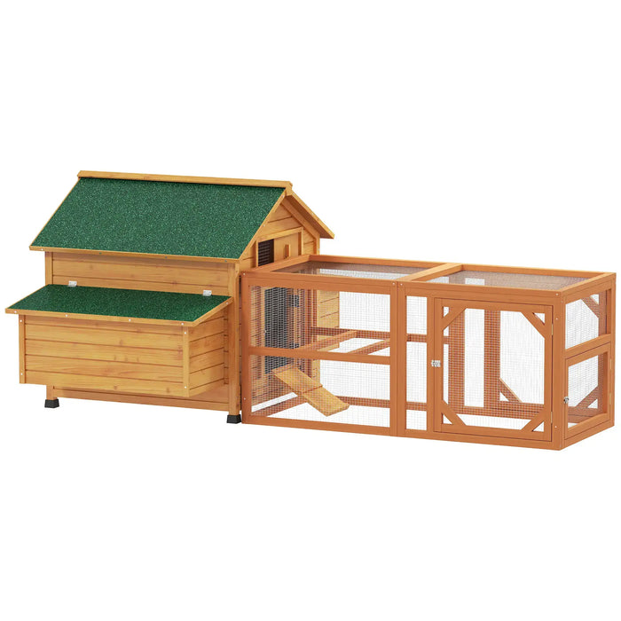2-Piece Wooden Chicken Coop and Run Set - Little and Giant Explorers PawHut