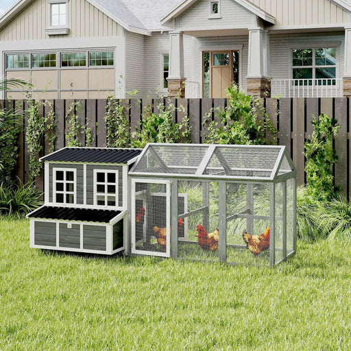 2-Piece Wooden Chicken Coop and Run Set and Nesting Box - Little and Giant Explorers PawHut