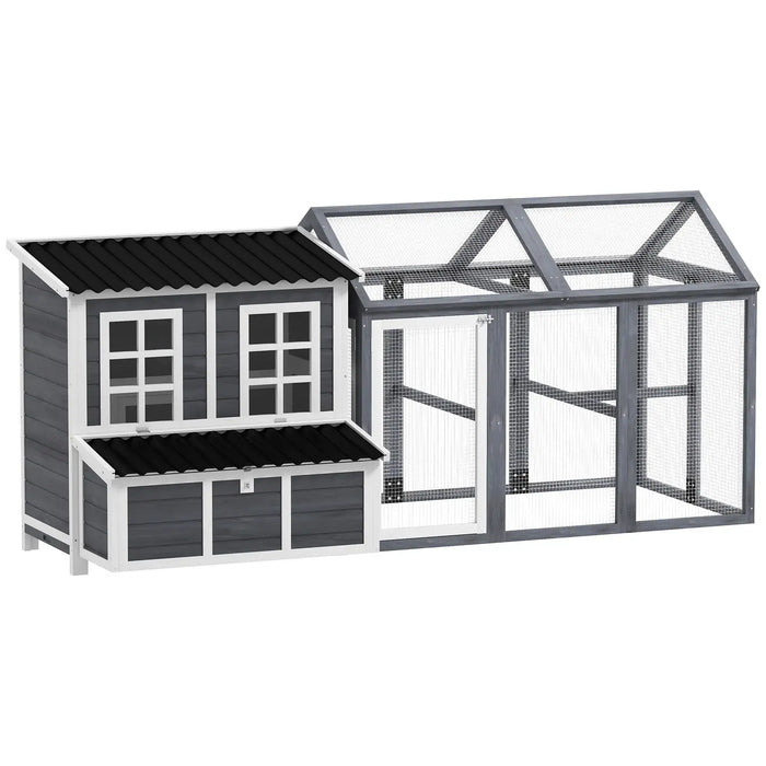 2-Piece Wooden Chicken Coop and Run Set and Nesting Box - Little and Giant Explorers PawHut