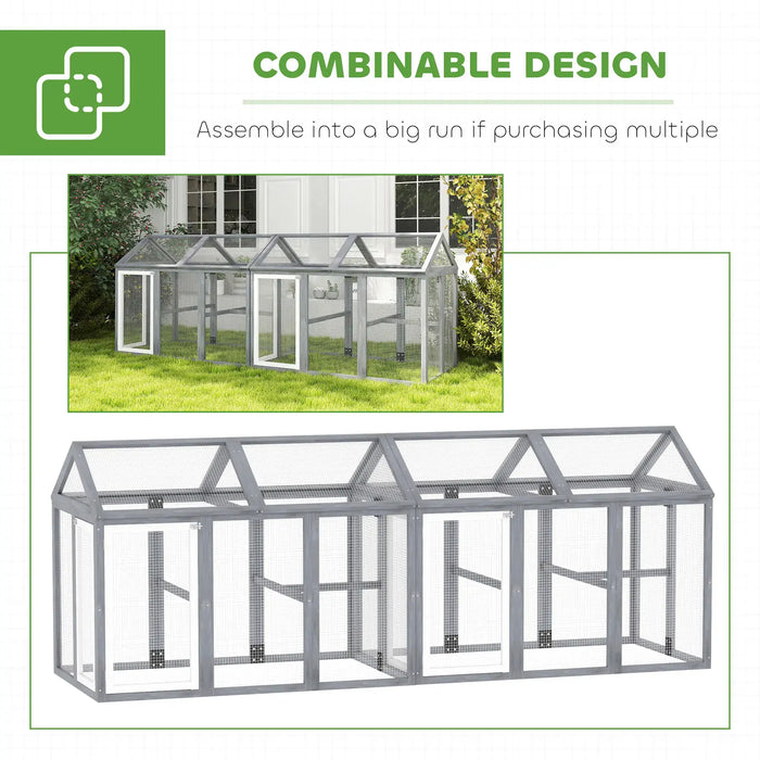 2-Piece Wooden Chicken Coop and Run Set and Nesting Box - Little and Giant Explorers PawHut