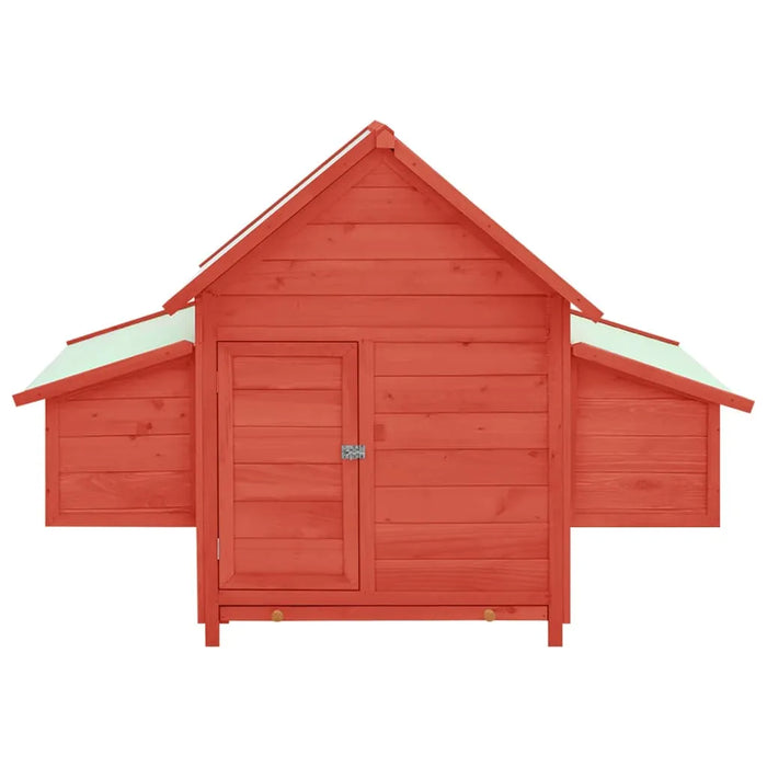 Chicken Coop in Red and White and Solid Firwood (152 x 96 x 110cm) - Little and Giant Explorers vidaXL