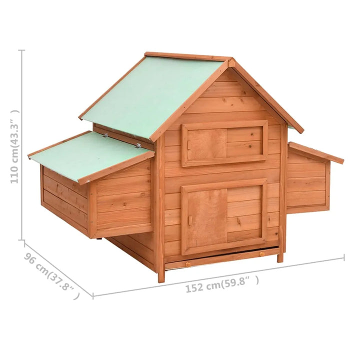 Chicken Coop in Solid Firwood (152 x 96 x 110cm) - Little and Giant Explorers vidaXL