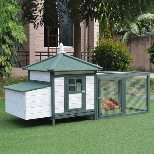 Chicken Coop Small Animal Pet Cage with Nesting Box (196 x 76 x 97cm) - Little and Giant Explorers PawHut