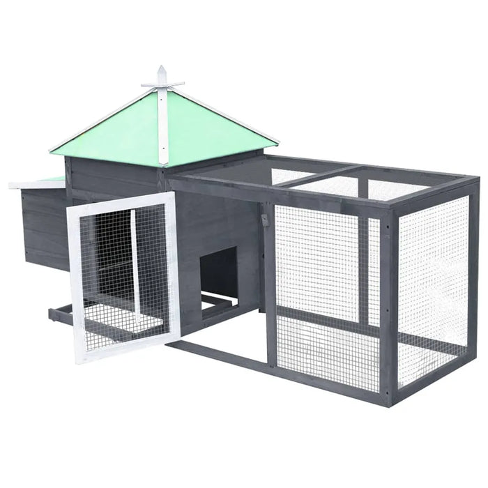 Chicken Coop with Nest Box in Grey and Solid Firwood (190 x 72 x 102cm) - Little and Giant Explorers vidaXL