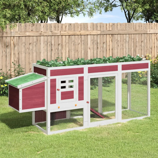 Chicken Coop with Planter to the Roof in Red (204 x 50 x 84cm) - Little and Giant Explorers vidaXL