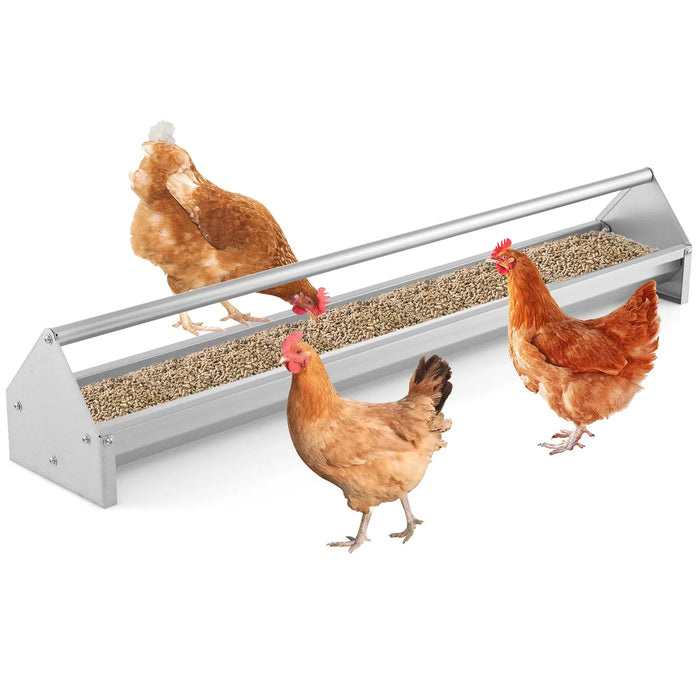 Chicken Feeding Trough with Crossbar and Drainage Holes 15 L - Little and Giant Explorers Costway