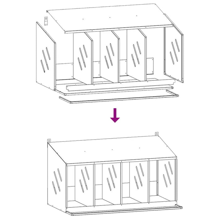 Chicken Nesting Box with 4 Compartments in Galvanised Silver - Little and Giant Explorers vidaXL