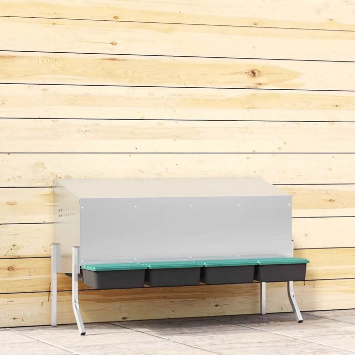 Chicken Nesting Box with 4 Compartments and Legs in Galvanised Steel - Little and Giant Explorers vidaXL