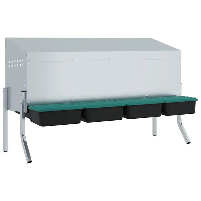 Chicken Nesting Box with 4 Compartments and Legs in Galvanised Steel - Little and Giant Explorers vidaXL