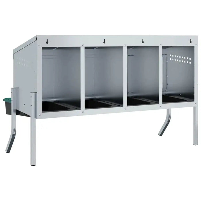 Chicken Nesting Box with 4 Compartments and Legs in Galvanised Steel - Little and Giant Explorers vidaXL