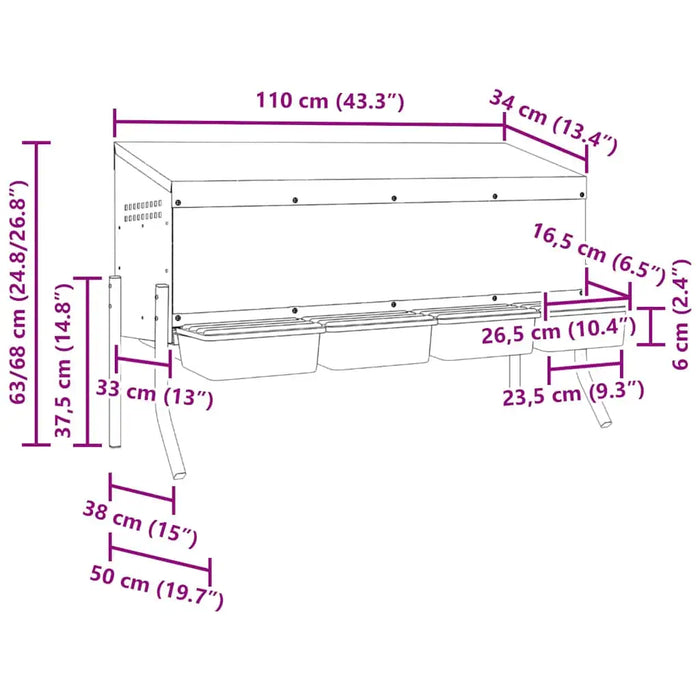 Chicken Nesting Box with 4 Compartments and Legs in Galvanised Steel - Little and Giant Explorers vidaXL