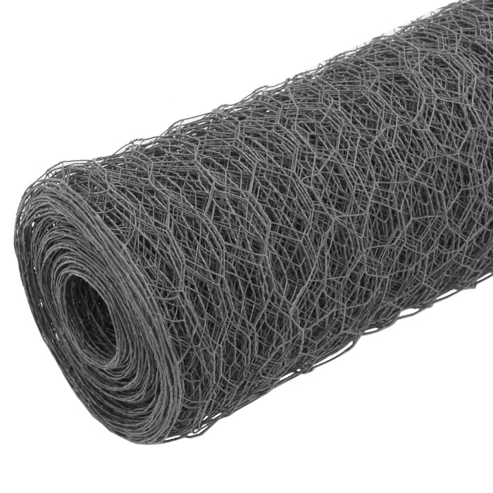 Chicken Wire Fence Steel with PVC Coating in Grey (25 x 0.5m) - Little and Giant Explorers vidaXL