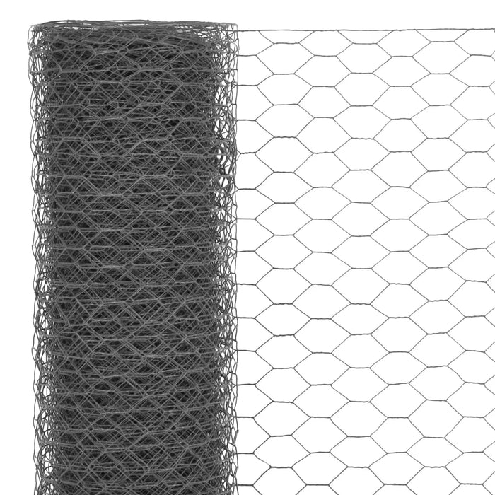 Chicken Wire Fence Steel with PVC Coating in Grey (25 x 0.5m) - Little and Giant Explorers vidaXL