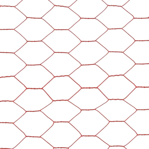 Chicken Wire Fence Steel with PVC Coating in Red (25 x 0.5m) - Little and Giant Explorers vidaXL