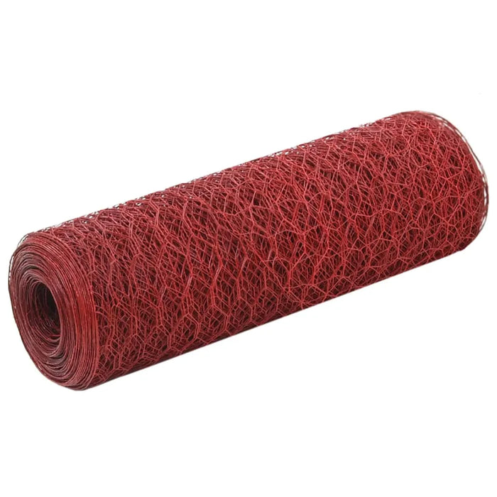 Chicken Wire Fence Steel with PVC Coating in Red (25 x 0.5m) - Little and Giant Explorers vidaXL