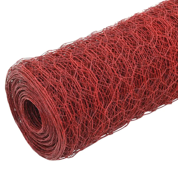 Chicken Wire Fence Steel with PVC Coating in Red (25 x 0.5m) - Little and Giant Explorers vidaXL