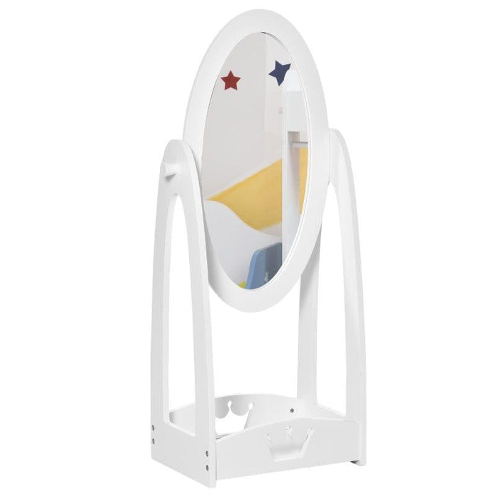 Child's Free Standing Full Length Dressing Mirror with Storage Shelf - Little and Giant Explorers HOMCOM