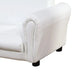 White children’s 2-seater sofa armrest with soft upholstery and black legs