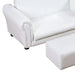 Children's white 2-seater sofa set with matching footstool, modern design