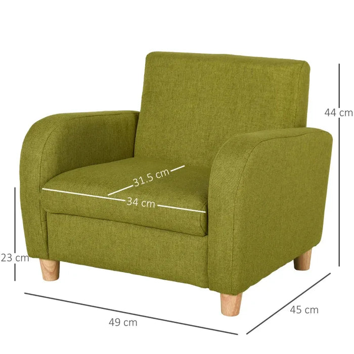 Children's Armchair Mini Sofa in Green - Little and Giant Explorers HOMCOM