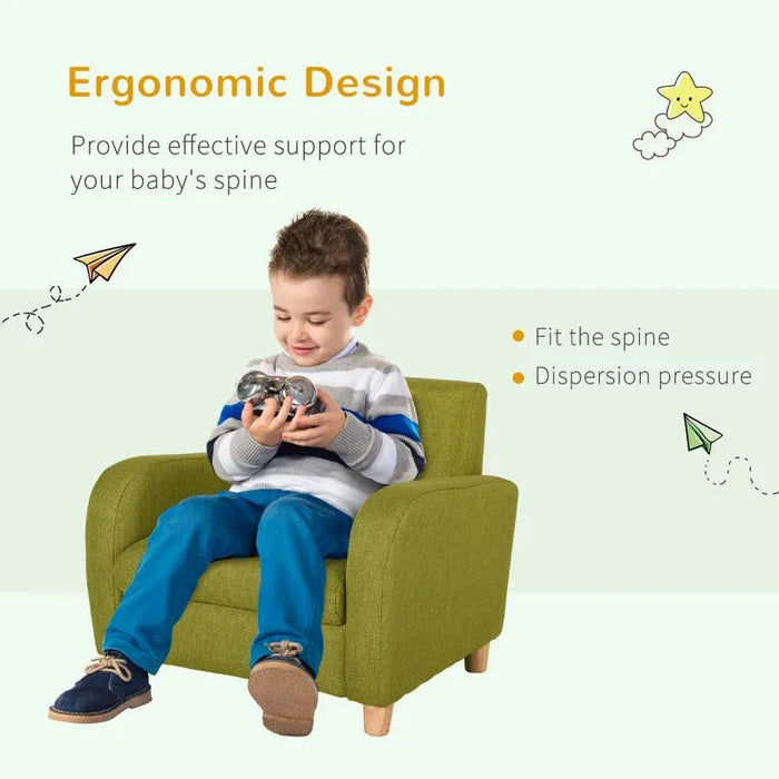 Children's Armchair Mini Sofa in Green - Little and Giant Explorers HOMCOM