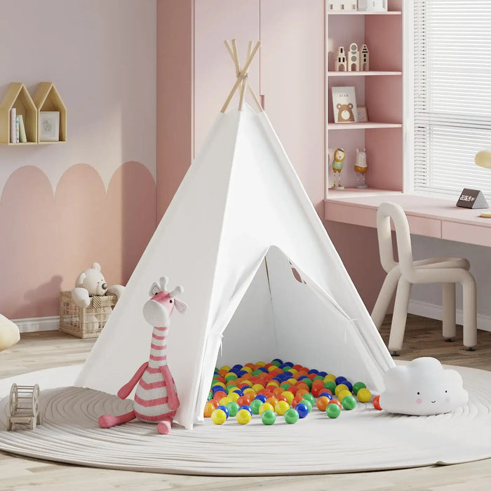 Children's Teepee Tent | Cotton Canvas with 250 Ball Pool Balls (Multi-Colour Edition) - Little and Giant Explorers vidaXL