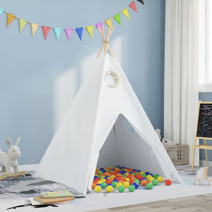 Children's Teepee Tent | Cotton Canvas with 250 Ball Pool Balls (Multi-Colour Edition) - Little and Giant Explorers vidaXL
