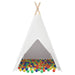 Children's Teepee Tent | Cotton Canvas with 250 Ball Pool Balls (Multi-Colour Edition) - Little and Giant Explorers vidaXL