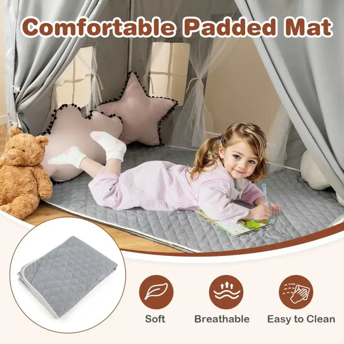 Play Tent Grey Dual-Entry | Two-Door Design with Star Lights - Little and Giant Explorers Costway