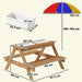 Kids Picnic Table with Sand and Water Table and Umbrella - Little and Giant Explorers AIYAPLAY