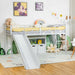 Children's Sliding Loft Single Bed with Steps, Slide and Safety Guardrails in White (96 x 198cm) - Little and Giant Explorers Costway