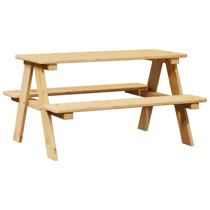 Children’s Table with Benches - Solid Pine Wood | Rustic Untreated Natural Finish VIDAXL - Little and Giant Explorers vidaXL