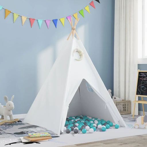 Children's Teepee Tent | Cotton Canvas with 250 Ball Pool Balls (Mint Edition) - Little and Giant Explorers vidaXL