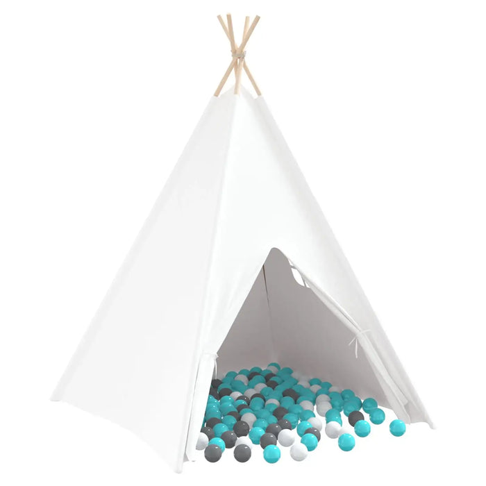 Children's Teepee Tent | Cotton Canvas with 250 Ball Pool Balls (Mint Edition) - Little and Giant Explorers vidaXL
