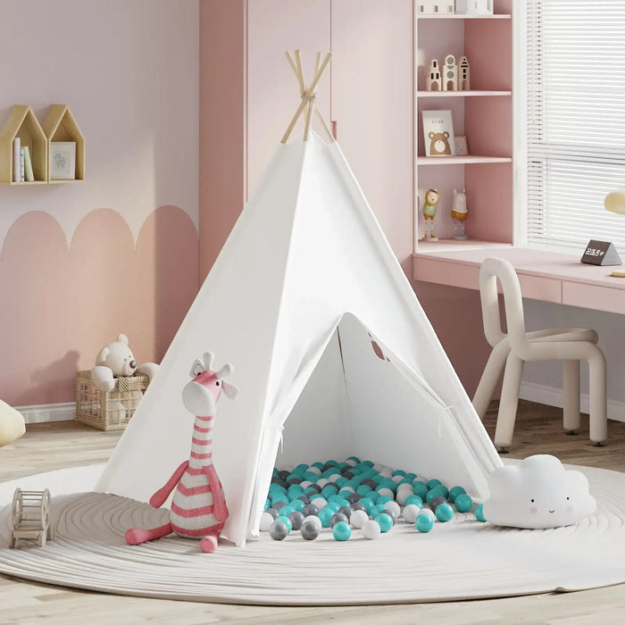 Children's Teepee Tent | Cotton Canvas with 250 Ball Pool Balls (Mint Edition) - Little and Giant Explorers vidaXL