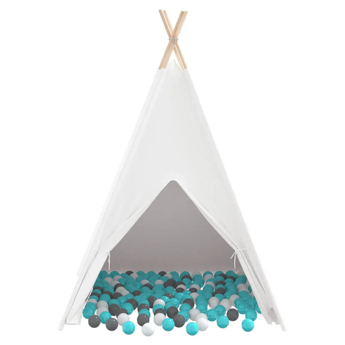 Children's Teepee Tent | Cotton Canvas with 250 Ball Pool Balls (Mint Edition) - Little and Giant Explorers vidaXL