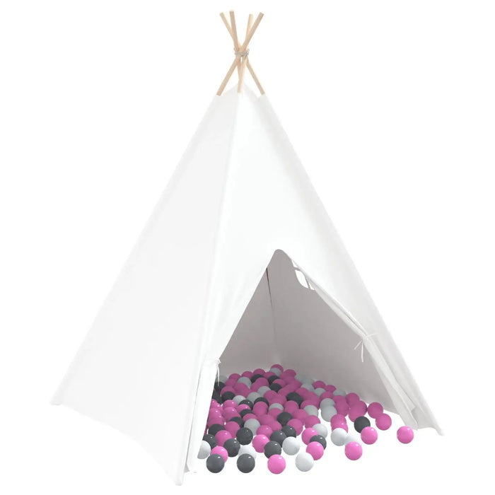 Children's Teepee Tent | Cotton Canvas with 250 Ball Pool Balls (Pink Edition) - Little and Giant Explorers vidaXL