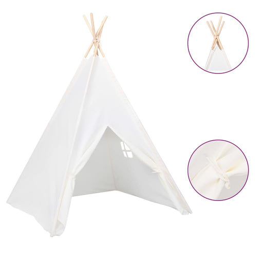 Children Teepee Tent with Bag in Peach Skin White - Little and Giant Explorers vidaXL