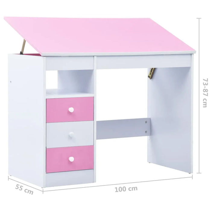 Children Tiltable Drawing Desk in Pink and White - Little and Giant Explorers vidaXL